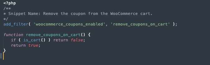 Remove the coupon from the WooCommerce cart.