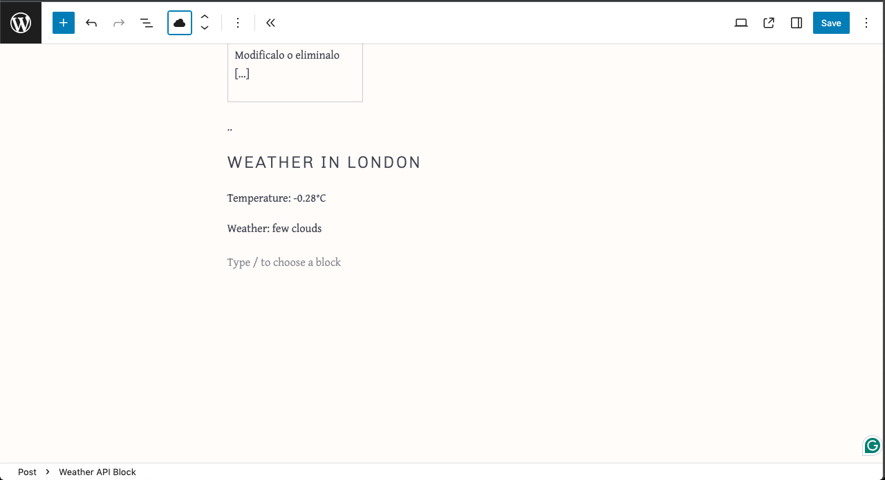 How to Create a Gutenberg Block in WordPress to Display Data from an External Weather API